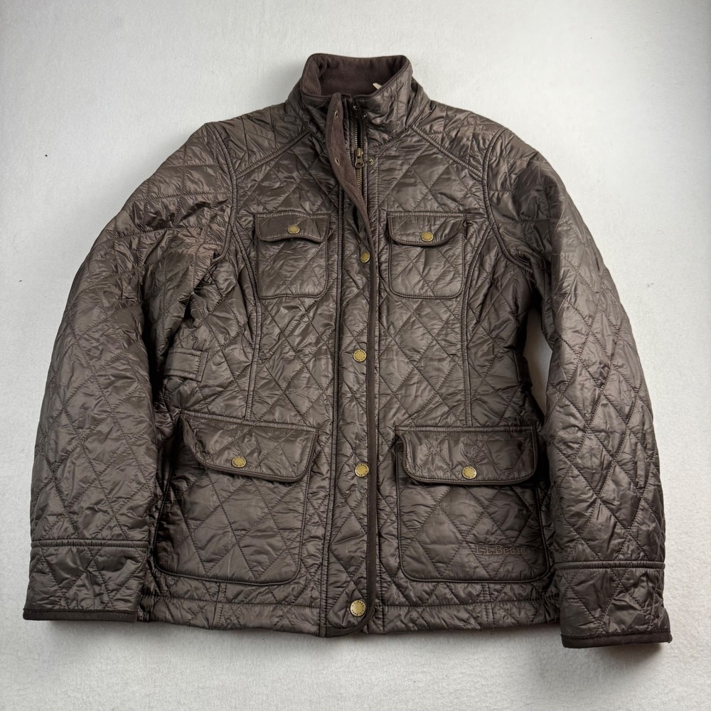 LL Bean Womens XS Quilted Field Jacket Brown Thinsulate Fleece Lined 0HMS6 - Picture 1 of 7